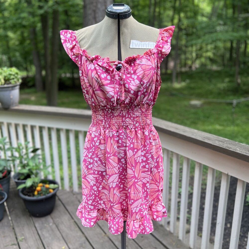 Lily Rose Pink Floral Ruffle Dress Women's